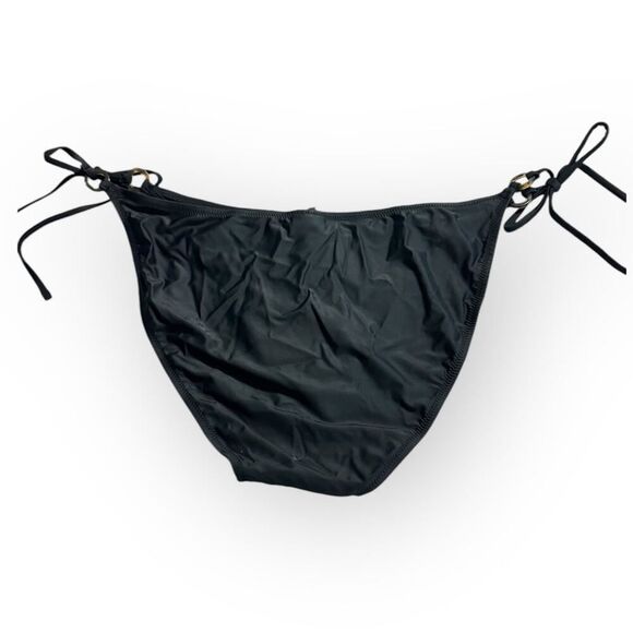 J.Crew Bikini Bottom Women's Plus 2X Black O-Ring Curved-Waist Cheeky String NWT - Picture 2 of 8